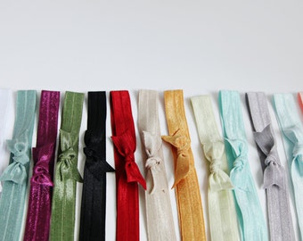 Set of 12- Handmade Hair Bow Elastic Headband for Women