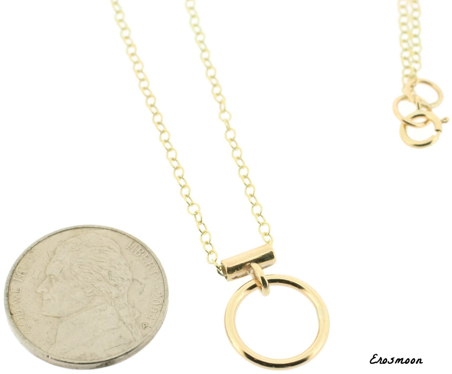 Disceete Day Collar Choker Necklace 9ct Gold Gold O Ring