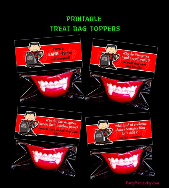 INSTANT DOWNLOAD - Printable Halloween Vampire Joke Treat Bag Toppers Il_570xn