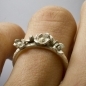 Flowering set, silver ring and earrings with tiny flowers