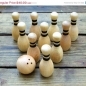 SALE Wooden Bowling Set, Waldorf Toy, 10 pins Outdoor Game