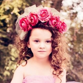 The Rose Crown Flowercrown Headband in Pink with Mint Green Tulle Made to Order Flowergirl