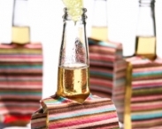 Beer Koozie set of Two, Mexican Serape Beer Huggers, bar accessories