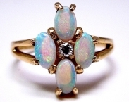 Victorian Four Opal and Diamond Ring