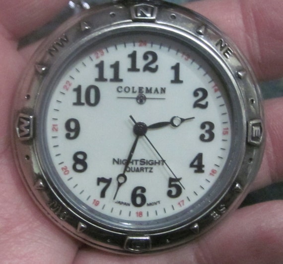 Vintage Coleman Compass Night Sight Quartz Pocket Watch