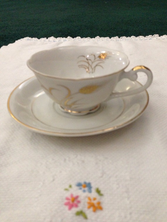 FALL SALE Tea Cup And Saucer attached by Robinbirdsnest