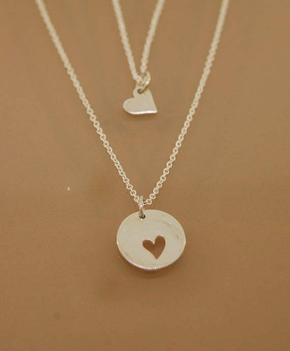 Mother Daughter heart necklaces by TeriLeeJewelry on Etsy