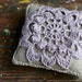 Linen pincushion - crochet motif