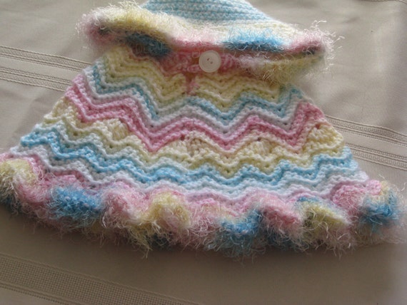 crochet with pattern blanket baby hood by With Poncho susanstreasures Pastel Baby Crochet Trim Fur Hood