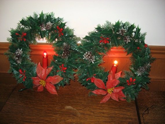 2 christmas wreaths with electric candle lights plastic 2 christmas wreaths with electric candle lights plastic