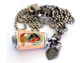 Girlfriend Gift, Girlfriend Necklace, Personalized Girlfriend Gift, Unique, Personalized With Her Initial on Heart Charm, Recycled Cork