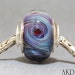 Handmade SRA Lampwork Glass Bead OOAK Big Hole European Charm Bracelet Bead With Sterling Silver Blue Cyclone