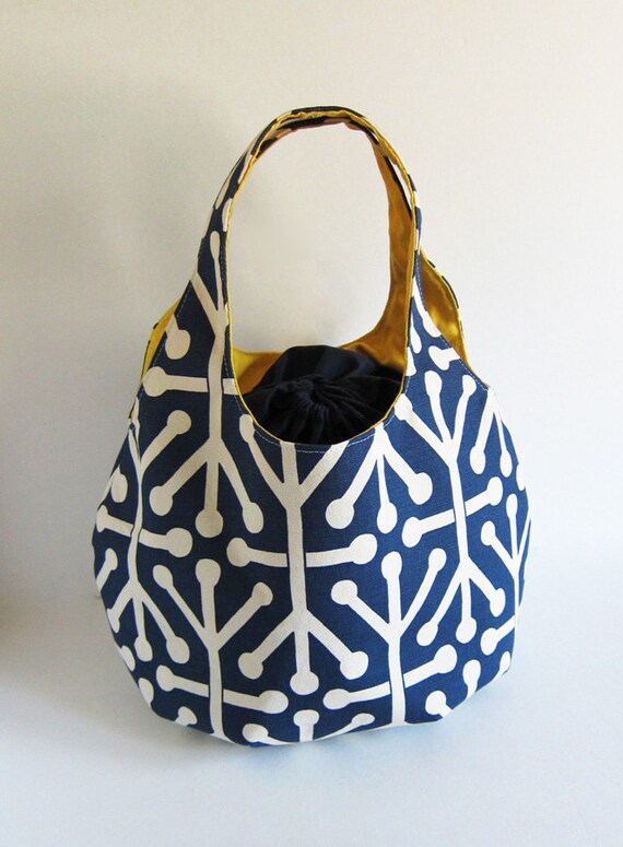Round Bottom Bag with Drawstring Top Knitting Project Bag