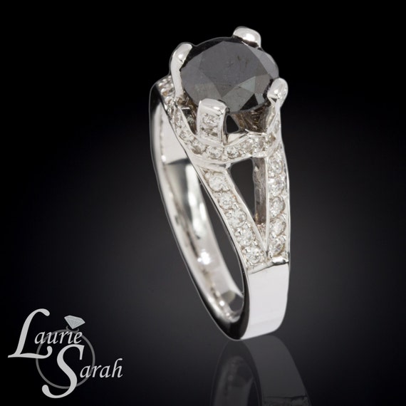 Black Diamond Engagement Ring Crown Setting by LaurieSarahDesigns