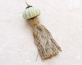 Sea Urchin Ornament Sailor's knot and Tassel - Green and Brass