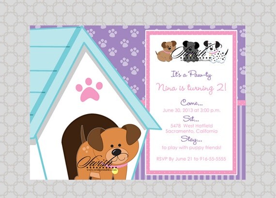 Puppy Adoption Party Birthday Invitation Digital Printable