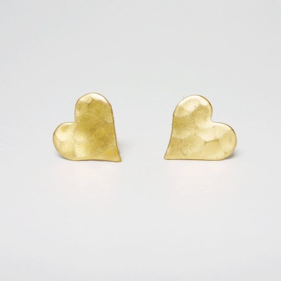 bridesmaid gold Hammered Bridesmaid  Gift. gifts Minimal   earrings heart gold Jewelry