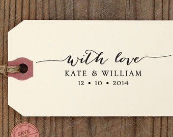 With Love CUSTOM STAMP with proof from USA, Eco Friendly Self Inking Stamp, Favor Tags, diy wedding, Wedding Favors, With Love Stamp 80