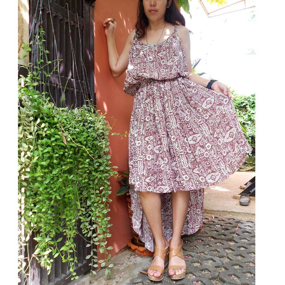 Sale Brown Floral Cotton Sexy Summer Sundress sale SS 01