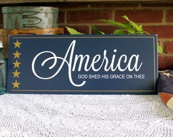 Wood Sign Patriotic America Wall Decor 4th of July