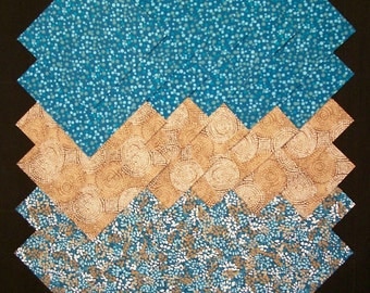 Teal & Brown 100% cotton Prewashed 5 inch Quilt Fabric Squares (#F/112A)