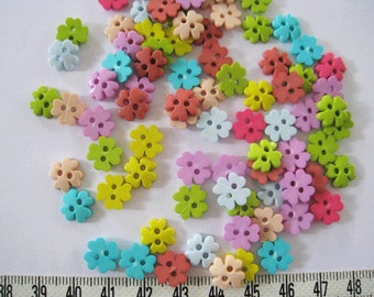 80pcs of Four Petal Flower Button in Classic Colors Pink Blue Green Yellow Purple Brown - 10mm