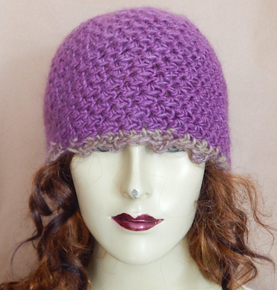 Purple hat wool blend hat winter accessory by EmbellishedLife