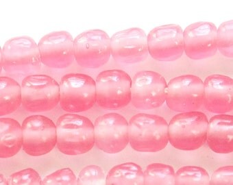 Vintage Pink Baroque Glass Beads Japan 6mm (10) jpn002A