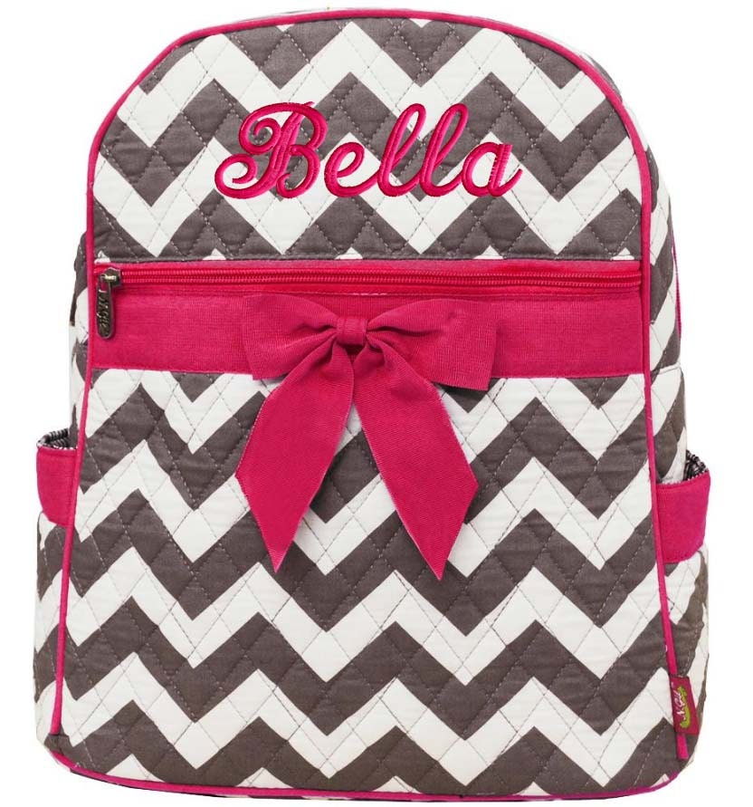 personalized backpack chevron gray hot pink bookbag quilted personalized backpack chevron gray hot pink bookbag quilted