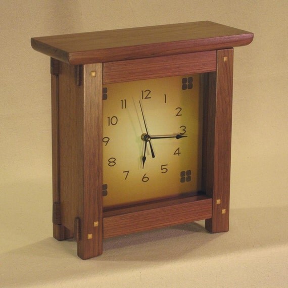 Walnut Arts & Crafts Mission Style Clock