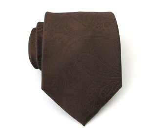 Necktie Dark Brown Paisley Mens Tie