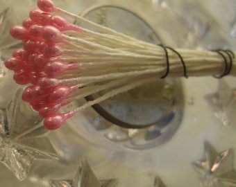 Millinery Flower Stamen Germany 24 Stems 48 Tips Pearly Pink MNG 246 HP