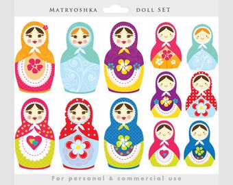 Matrioshka doll clipart - Russian nesting doll clip art, girl, sweet, whimsical, cute, Matrioshka matriochka for personal and commercial use