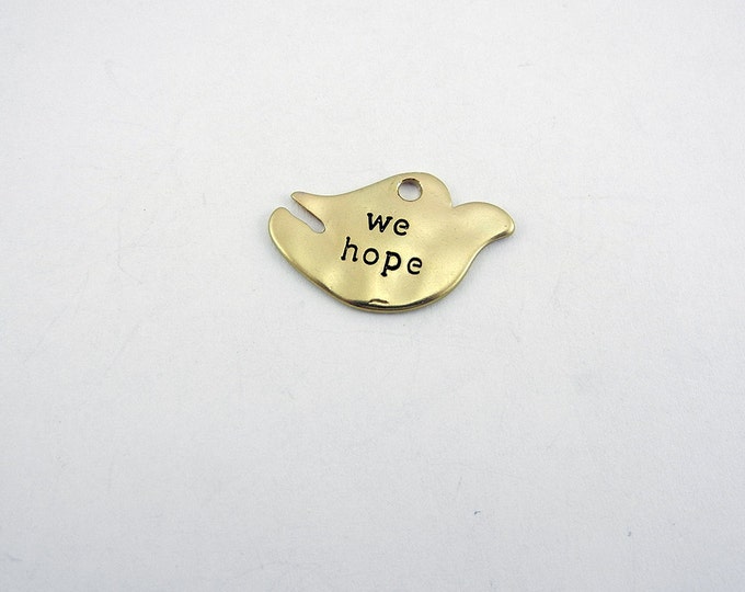 Matte Gold-tone Dove Charm with Message "We Hope"