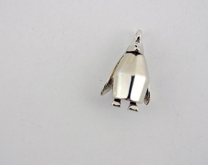 Silver-tone Origami Style Pendguin Charm