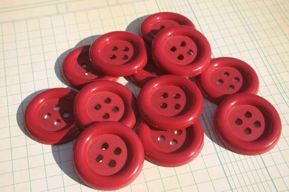 Big Red Buttons Sewing 1 3/4 Wide One Dozen by LittleRedCottage