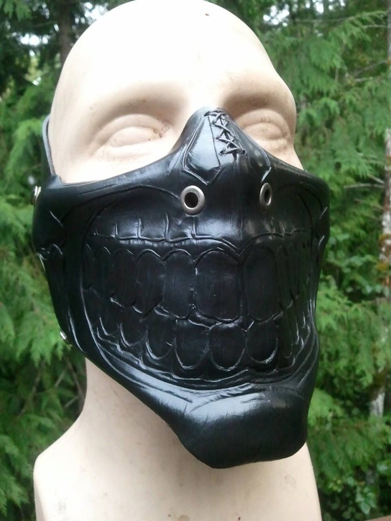 Black Skull Leather Half Mask 9139