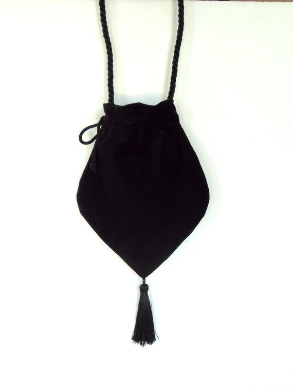 Black Velvet Victorian Style Drawstring Bag Black Velvet Bag