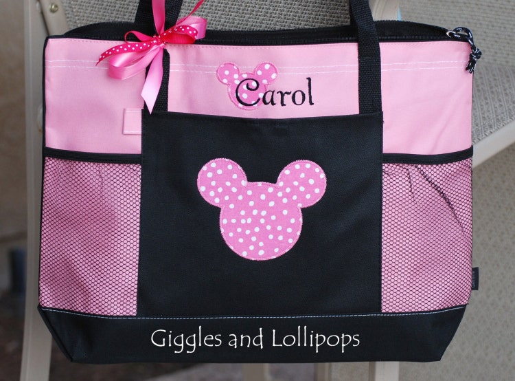 Personalized large zippered Disney tote bag by GigglesandLollipops