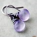 Lilac Earrings Lavender Chalcedony Wire Wrapped Sterling Silver Chalcedony Dangle Drop Earrings