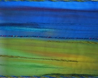 Meadow Landscape 2 Fiber Art Quilted Wall Hanging