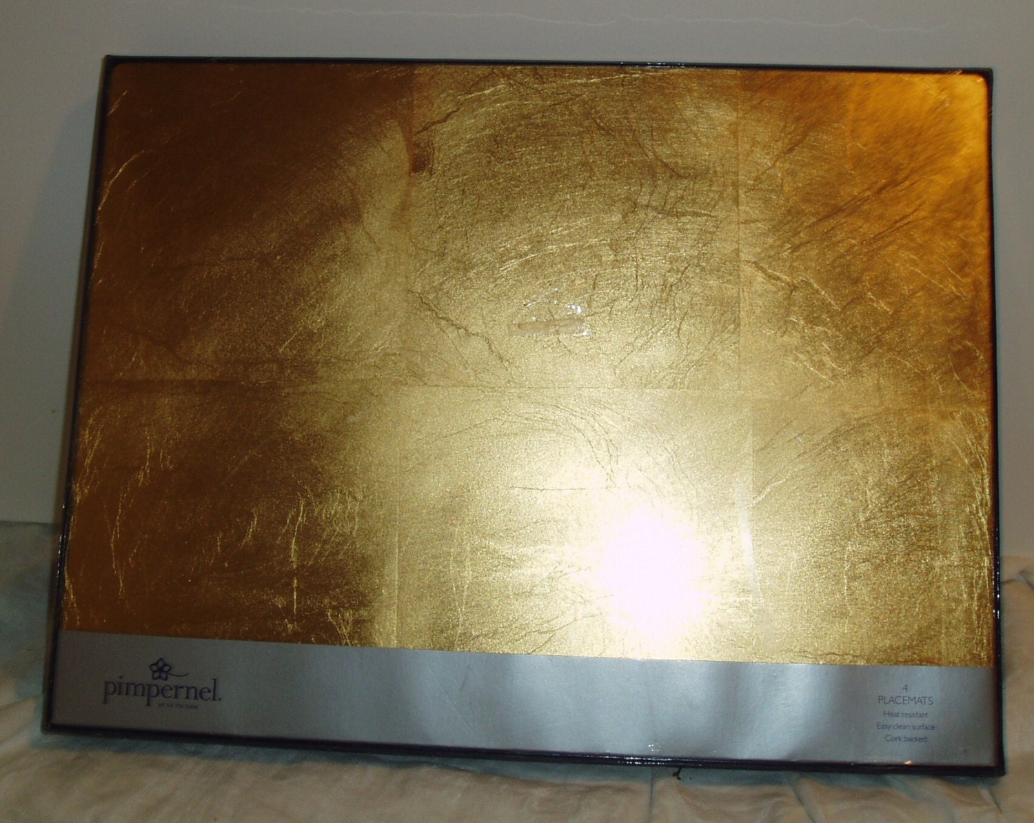 Pimpernel Gold Lacquer Placemats Set of 4 Cork Backed Heat