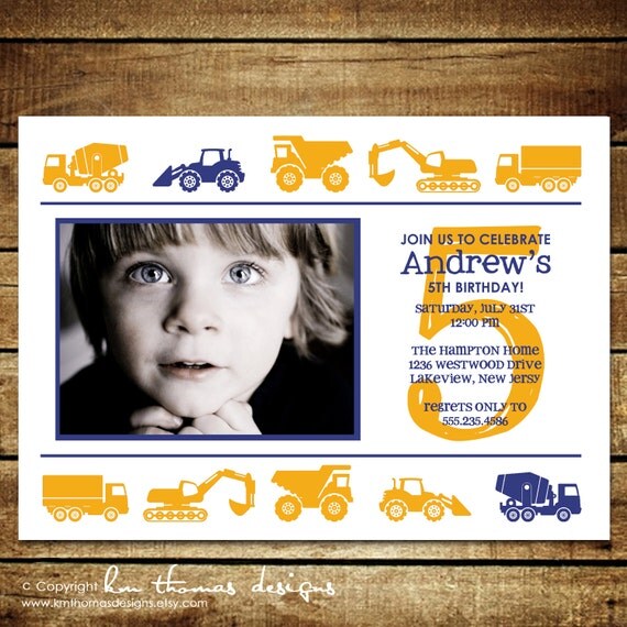 WORK ZONE...Custom Printable Photo Birthday Invitation...by KM Thomas Designs Il_570xn