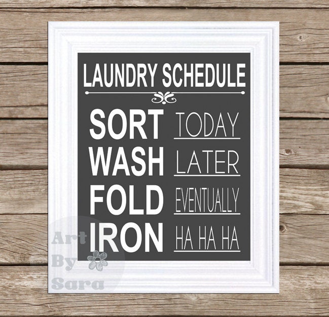 Laundry Schedule Subway art print Funny print for by ArtbySara