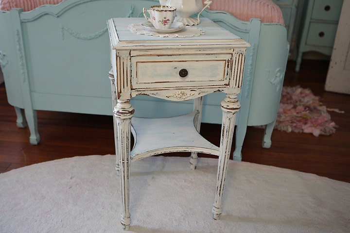 omg nightstand shabby chic antique white aqua blue beach omg nightstand shabby chic antique white aqua blue beach