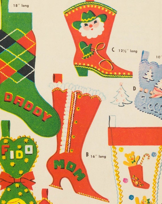 Vintage 1950's McCalls 2271 Christmas Stocking Pattern for