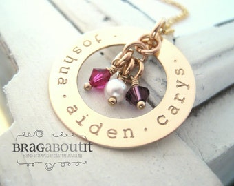 Personalized Hand Stamped Jewelry . Hand Stamped Necklace - Personalized Jewelry - Brag About It - 14K Gold Filled - Family All Around