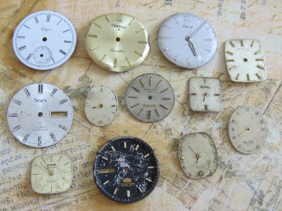 Vintage Antique Watch Assortment Faces - Steampunk - Scrapbooking b7