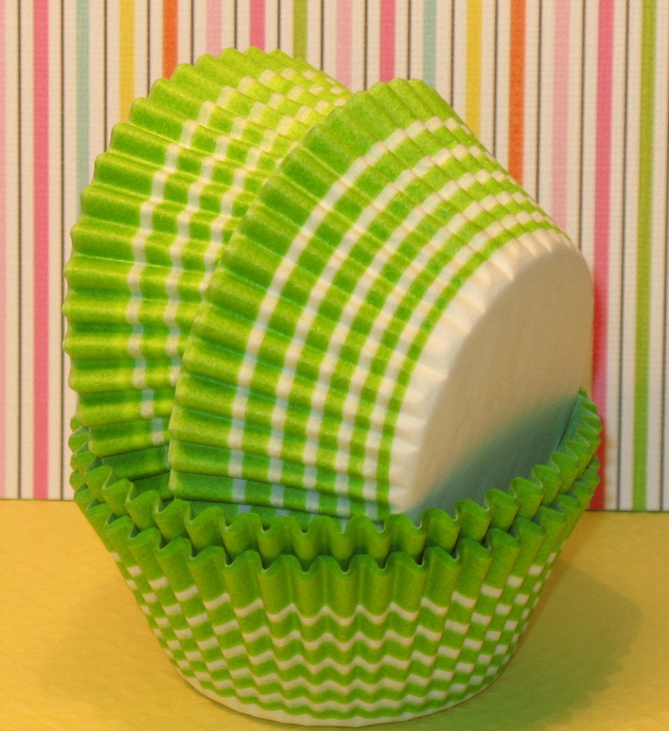 Lime Green Stripe Cupcake Liners 45