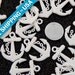 30mm White Anchor Resin Charms - 8 pc set